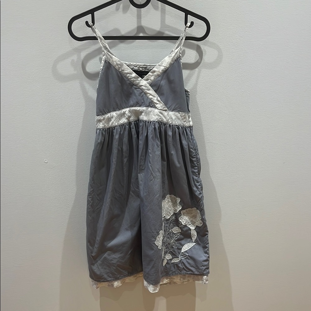Tommy Hilfiger Gray and White Floral Kids Dress